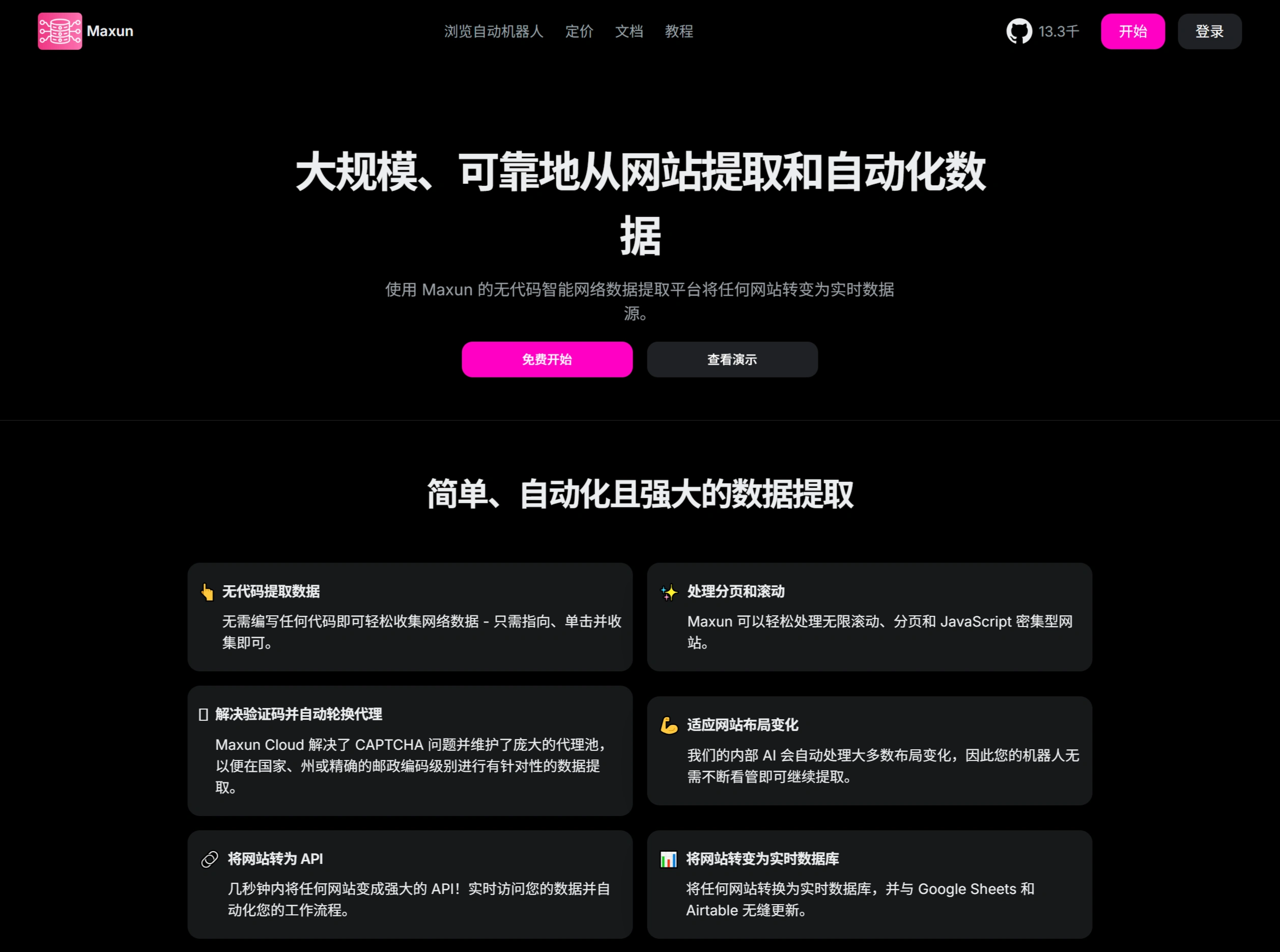 Maxun.dev:一个无代码网页数据提取平台 Maxun.dev