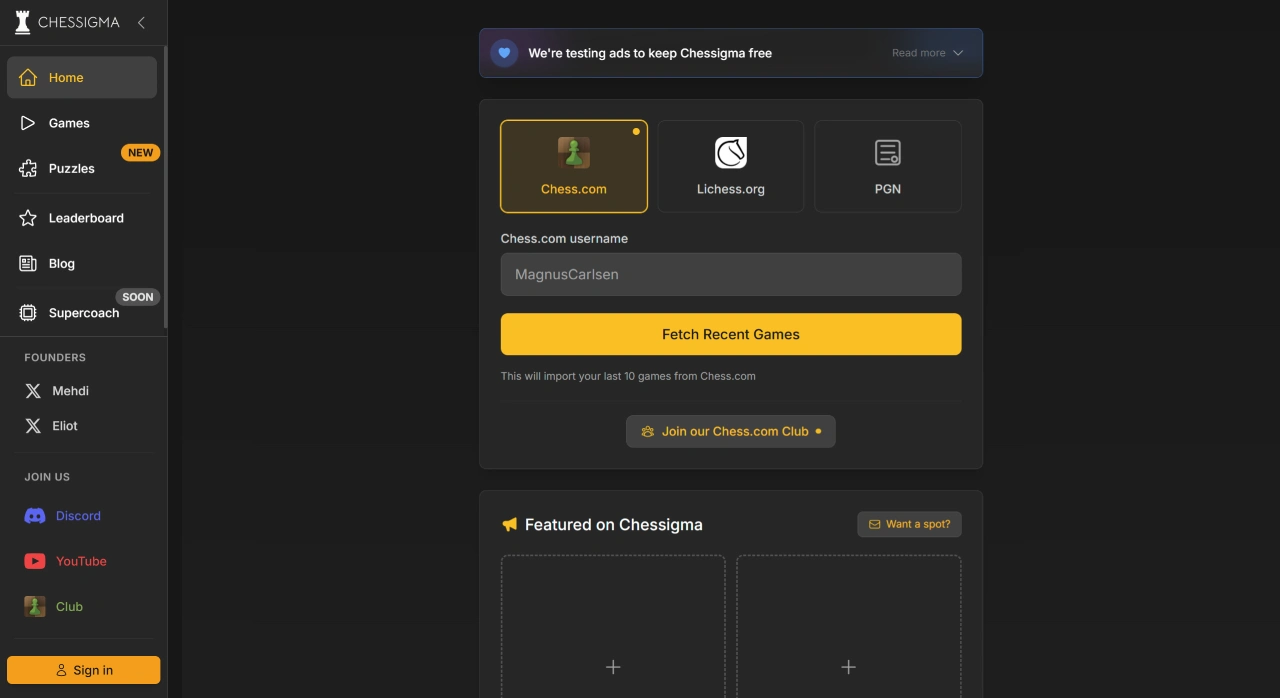 Chessigma:一个免费的国际象棋分析工具 Chessigma