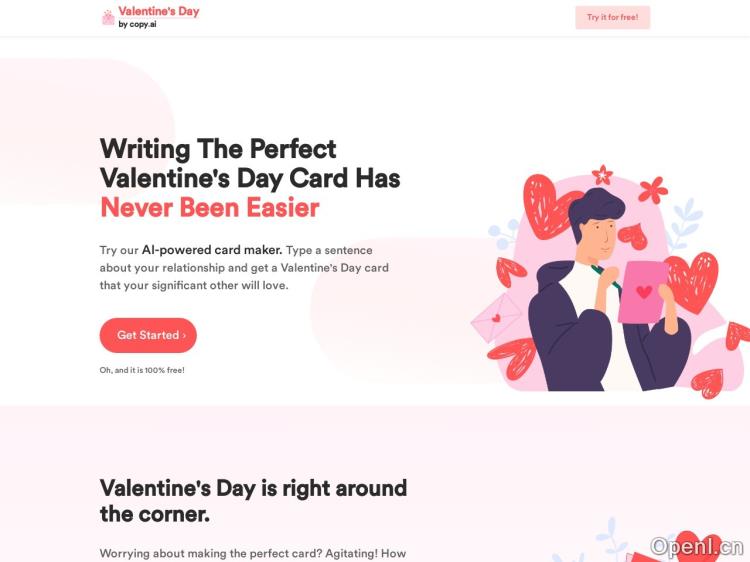Valentine’s Day Card Writer by CopyAI