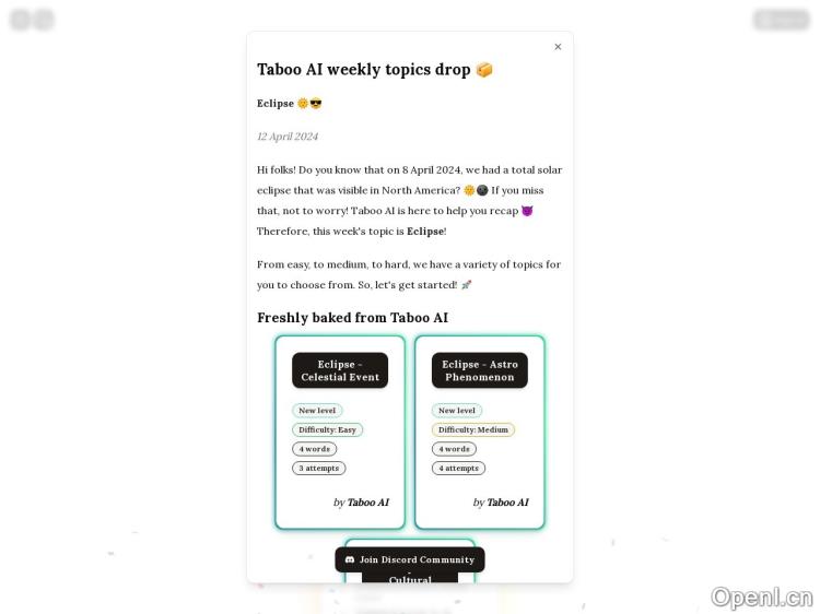 Taboo AI