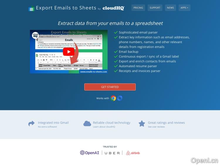 Export Emails to Sheets by cloudHQ