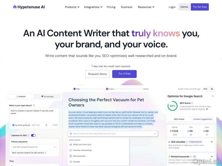 Hypotenuse Slogan Generator