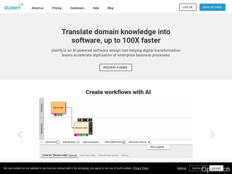 Qlerify Process and Data Modeler