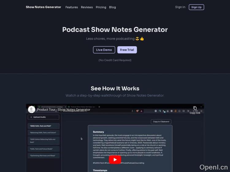 Show Notes Generator