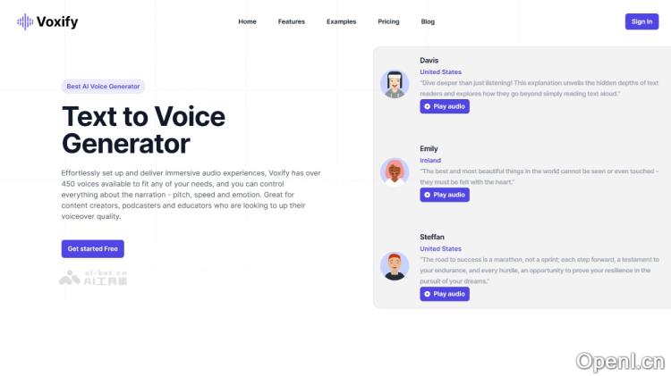 AI语音生成工具,提供超450种不同声音、超140种语言和口音