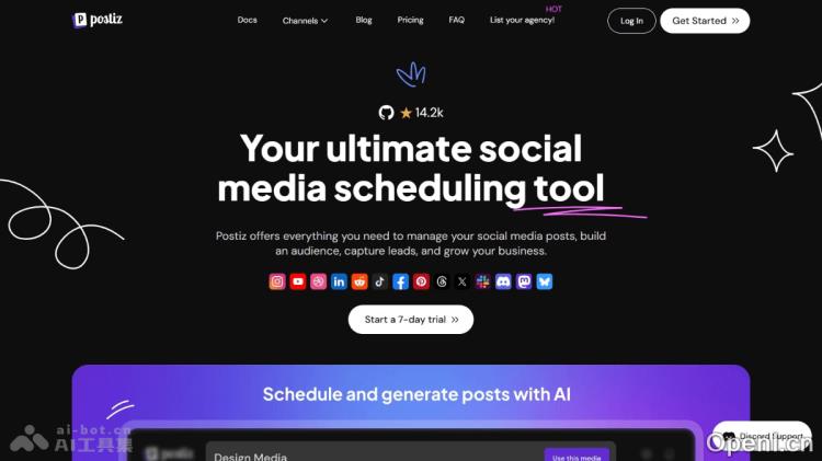 AI社交媒体管理工具,协助用户管理多社交媒体发布、分析、拓展