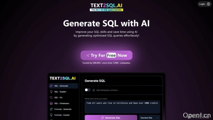 TEXT2SQL.AI:智能AI SQL查询生成工具实现自然语言与多种SQL语言的无缝转换