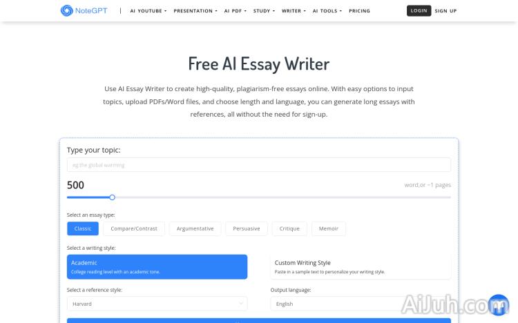 NoteGPT AI Essay Writer