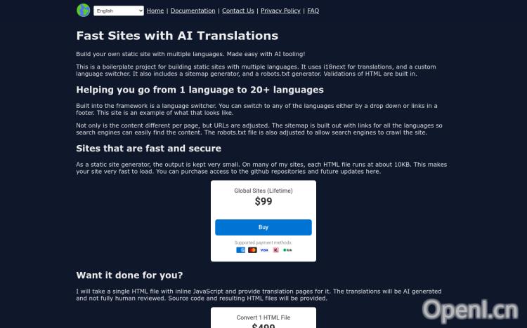 Fast Sites with AI Translations