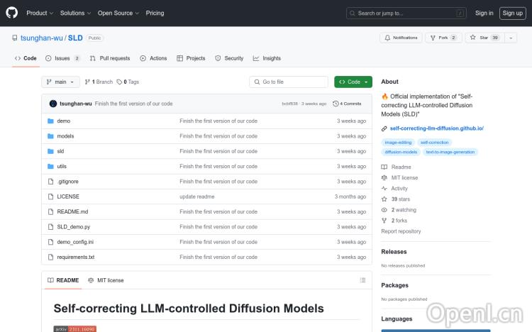 SLD (Self-correcting LLM-controlled Diffusion Models)