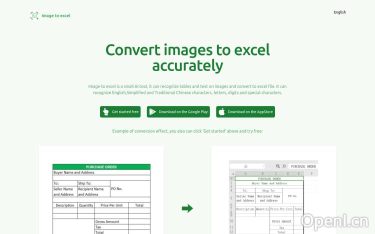 Image to excel