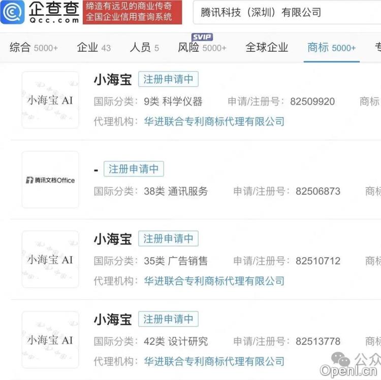 腾讯、快手争相布局AI领域:分别申请注册“小海宝AI”与“可灵AI”商标