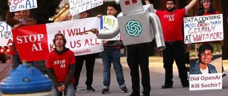 一群技术人拉横幅围堵 OpenAI,不禁 AI 就一直闹!