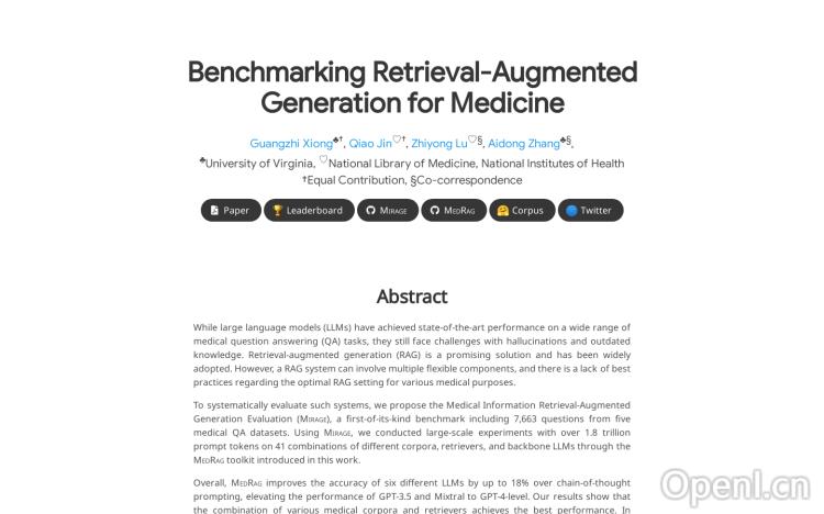Benchmark Medical RAG