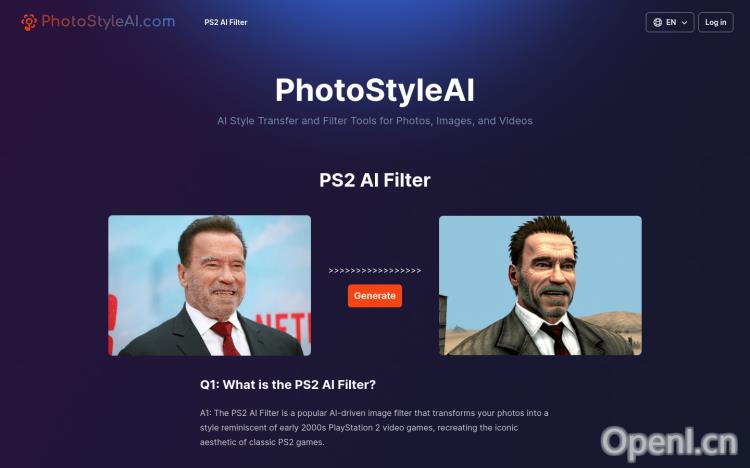 PS2 AI Filter by PhotoStyleAI
