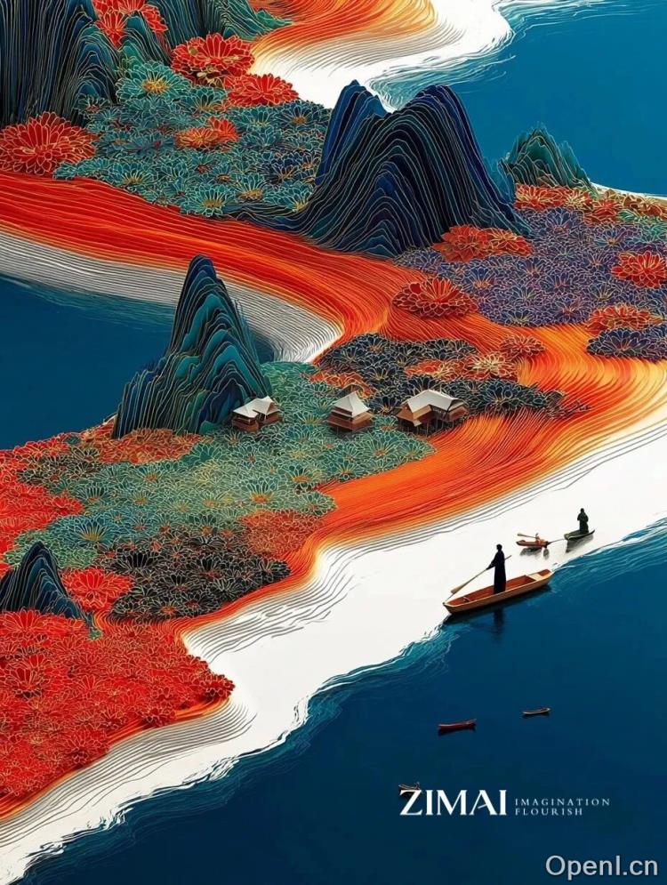 Midjourney审美绝了！国庆海报-江山如此多娇