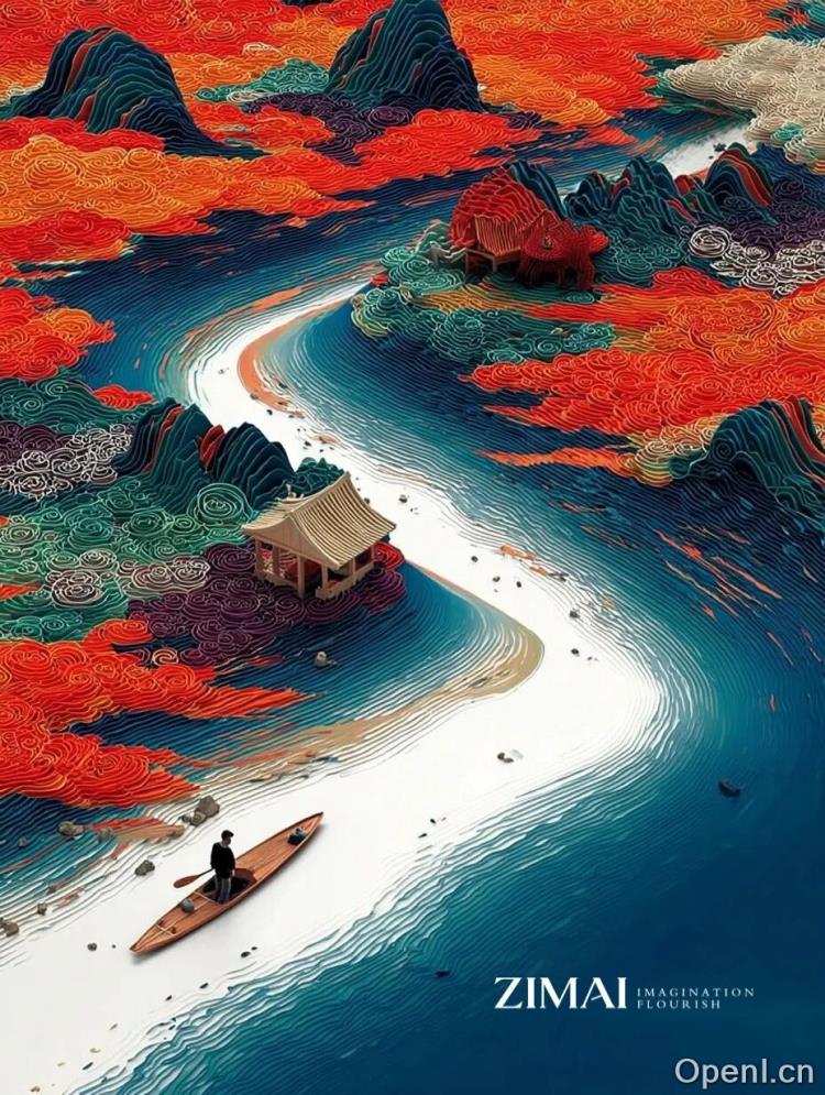 Midjourney审美绝了！国庆海报-江山如此多娇