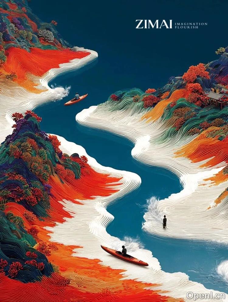 Midjourney审美绝了！国庆海报-江山如此多娇