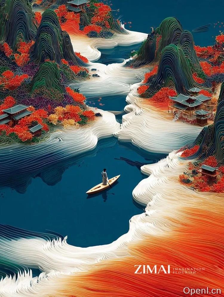 Midjourney审美绝了！国庆海报-江山如此多娇