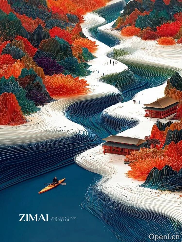 Midjourney审美绝了！国庆海报-江山如此多娇