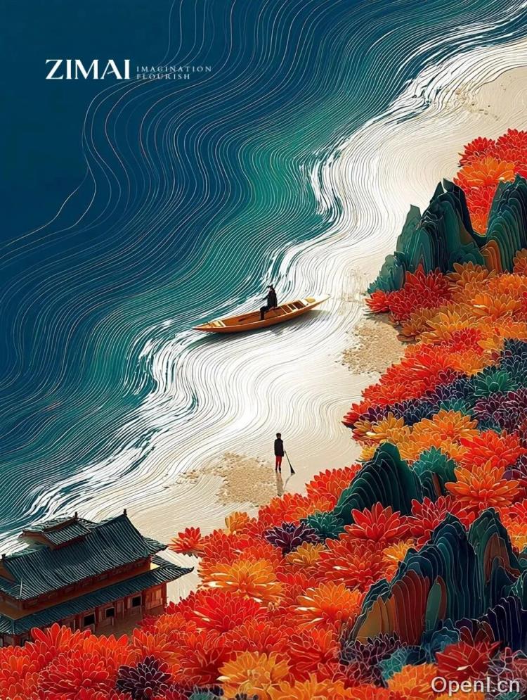 Midjourney审美绝了！国庆海报-江山如此多娇