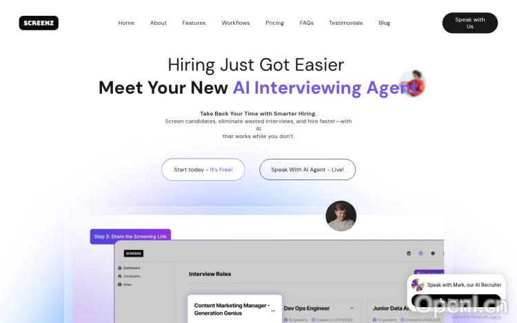 Screenz Live AI Recruiter Interviews