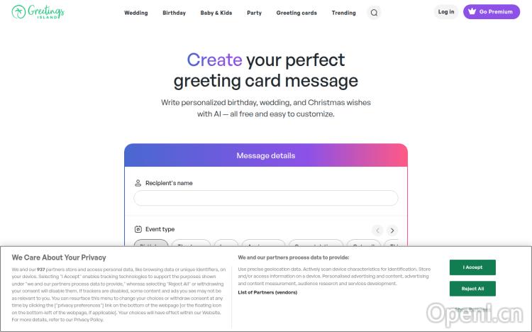 AI greeting card wishes generator