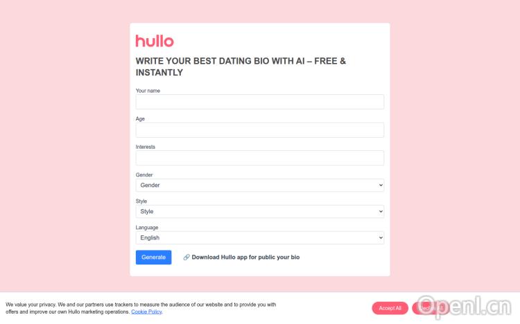 Hullo AI Bio Generator